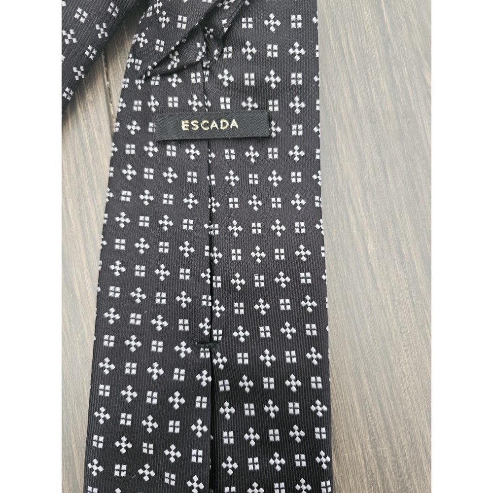 Luxury 100% Silk Escada Mens Formal Necktie Black/Silver Neck Tie‎
